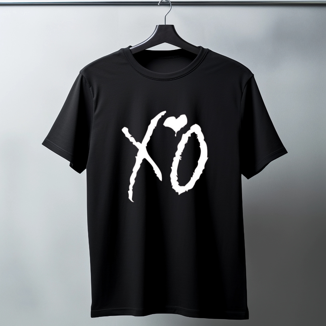 XO Black T-Shirt - Custom Printed Design | The Tee Spot