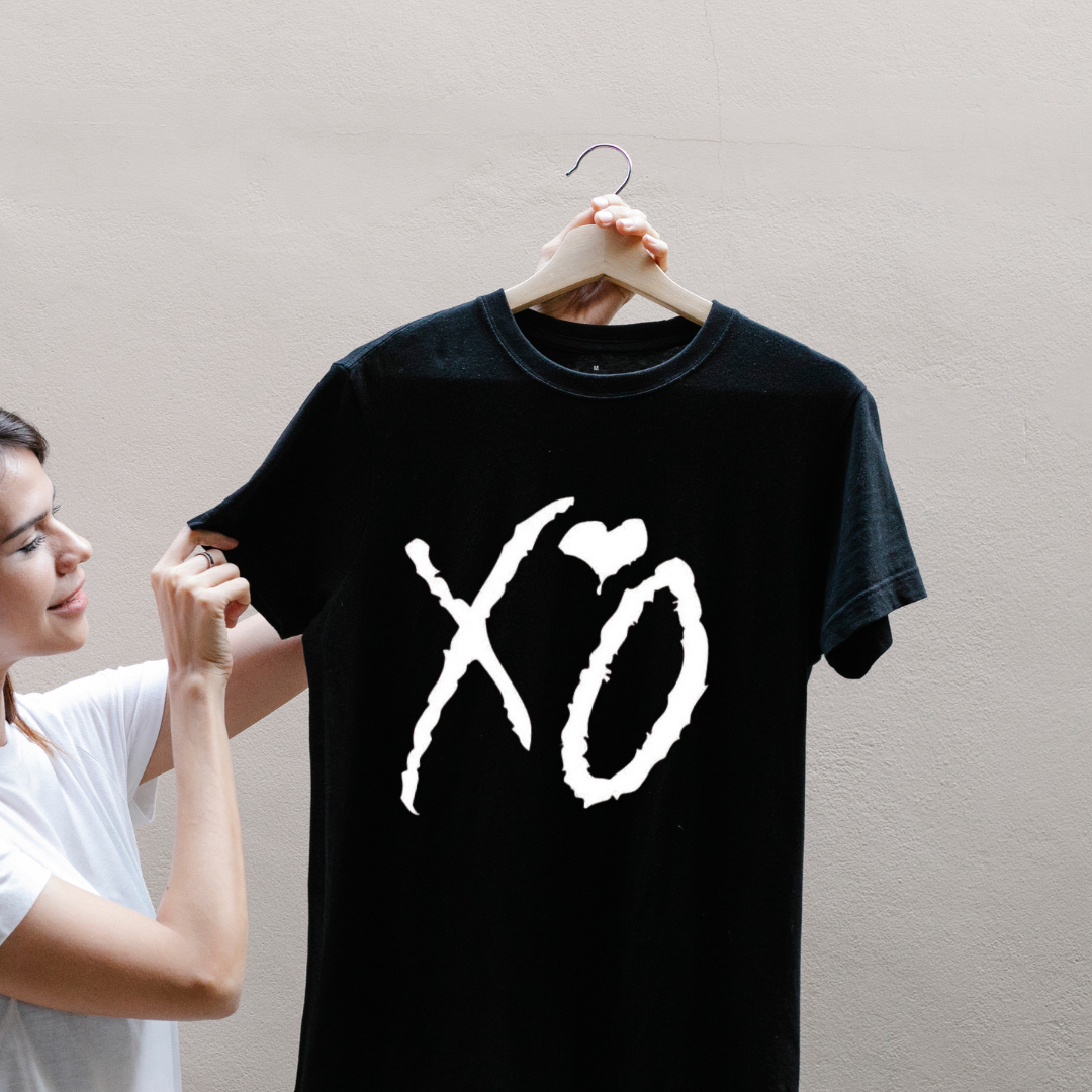 XO Black T-Shirt - Custom Printed Design | The Tee Spot