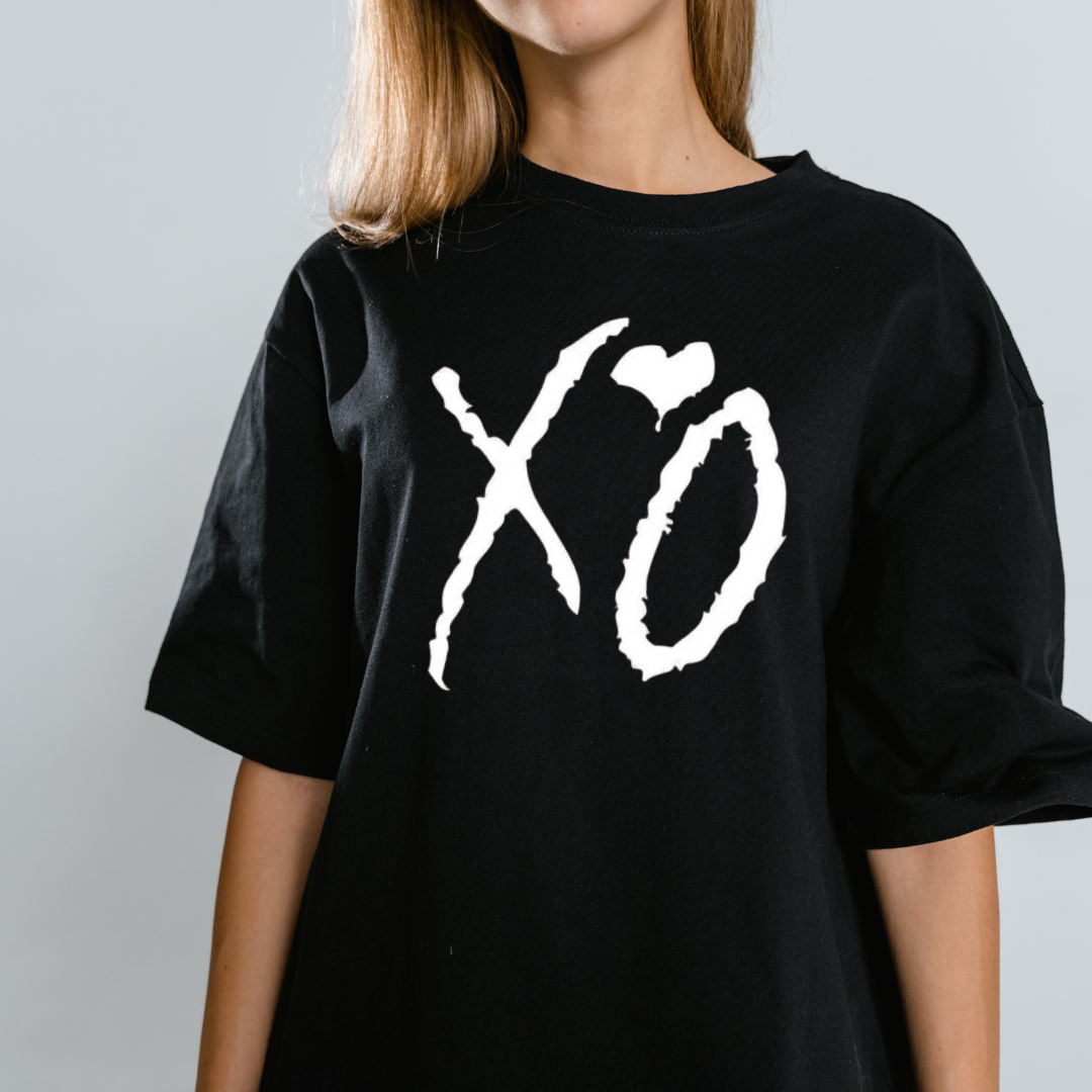 XO Black T-Shirt - Custom Printed Design | The Tee Spot