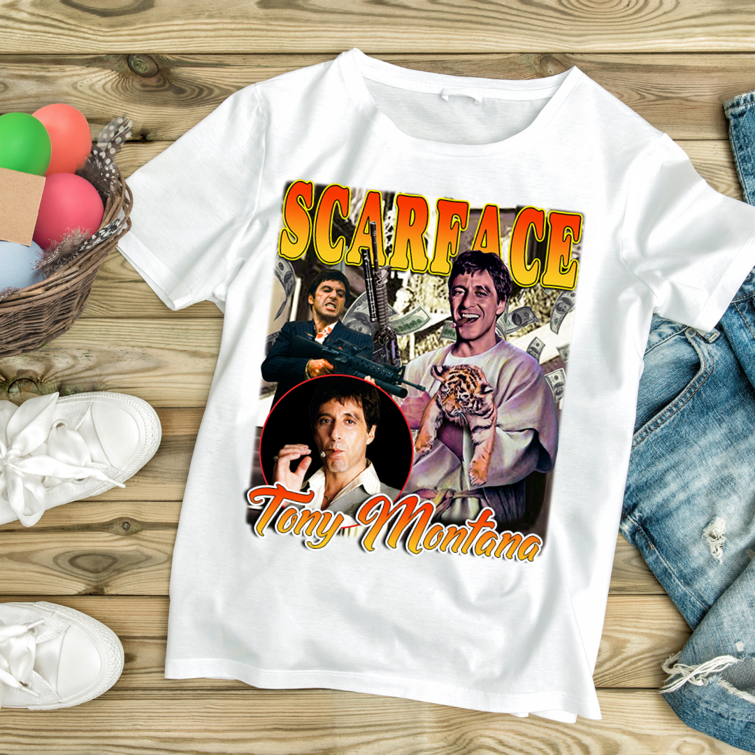 Scarface Tony Montana Vintage Movie T-Shirt - Black