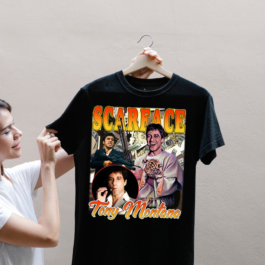 Scarface Tony Montana Vintage Movie T-Shirt - Black