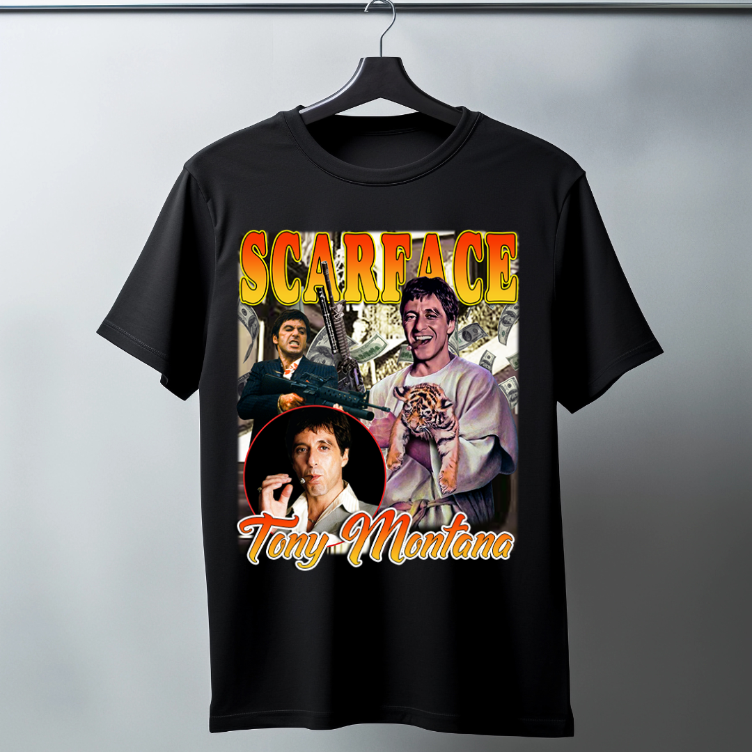 Scarface Tony Montana Vintage Movie T-Shirt - Black