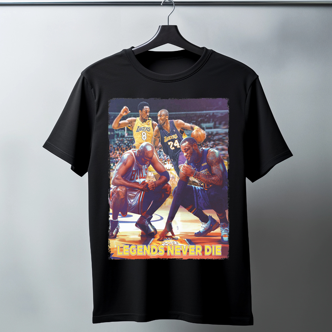 "Legends Never Die" NBA Basketball T-Shirt - Black