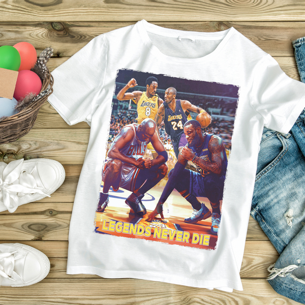 "Legends Never Die" NBA Basketball T-Shirt - Black